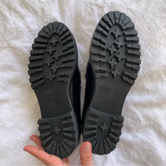 Reformation Agathea Chunky Loafer Leather Patent Shiny Platform Shoes Black - Picture 7 of 12